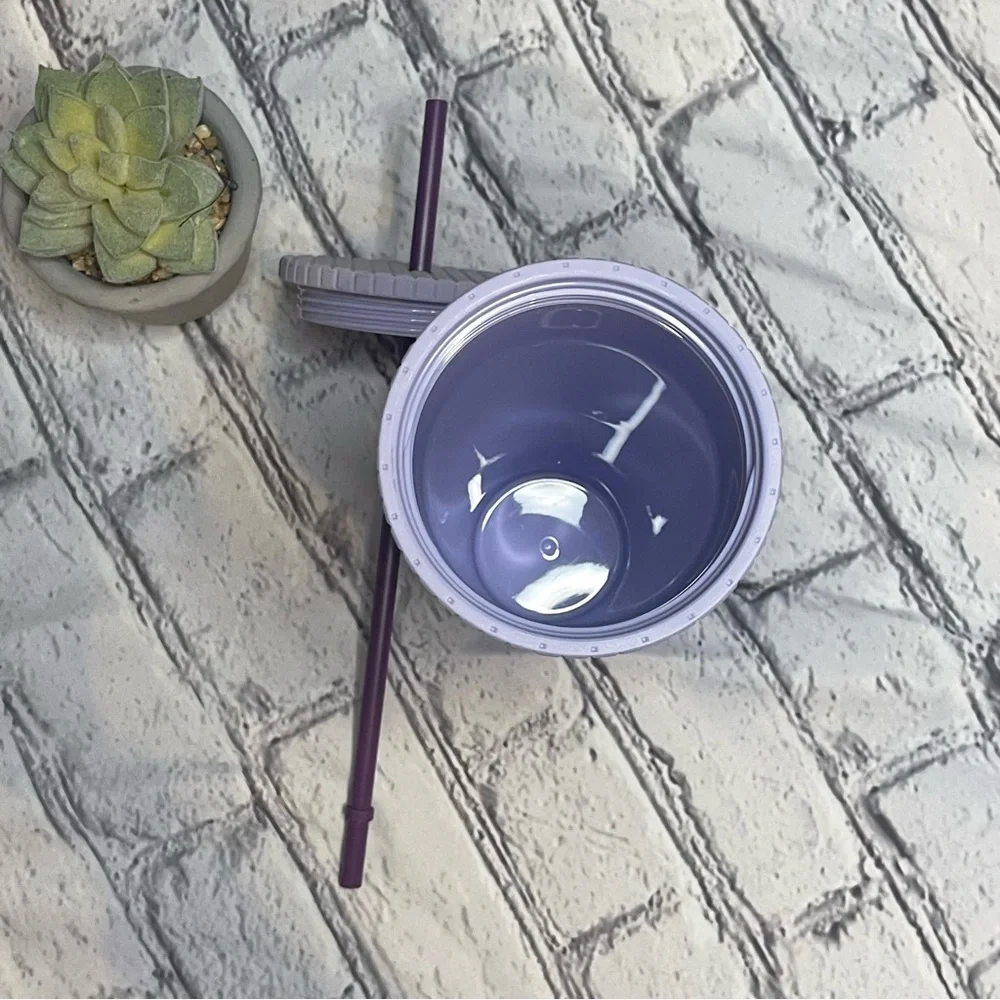 24 oz Starbucks Siren Matte Purple Lilac Lavender Stud Diamond Grid Tumbler